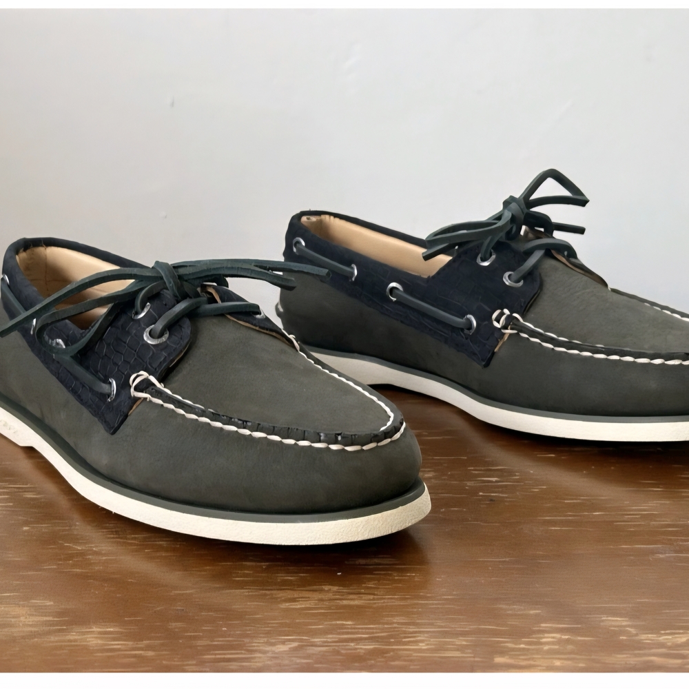 Sperry Men's Gold Cup A/O Croc 2-Eye STS23807 Olive/Black - US 7